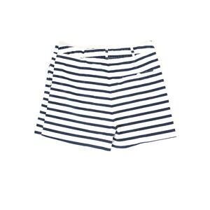 Zara Womens Navy White Striped Chino Shorts High Waisted Nautical Size L